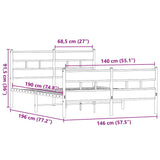Metal Bed Frame without Mattress Smoked Oak 140x190 cm 4017071