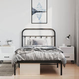 Bed Frame Black Powder-Coated Steel Single Bed Frame 352572