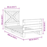 Bed Frame without Mattress with Headboard 90x200 cm Solid Wood 3281574