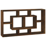 Wall Display Shelf 8 Compartments Smoked Oak 342592