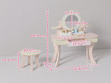 Kids Dressing Table, Girls Vanity Set with Mirror and Stool, 7 Play Accessories, Drawer, Desktop T3398P422358