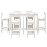 7 Piece Garden Bar Set White Solid Wood Pine 3154761