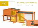 Two-Tier Rabbit Hutch with Run, Ramp, Slide-Out Tray, for Garden - Orange T3398P350012