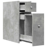 Narrow Bathroom Cupboard with Wheels Concrete Grey Engineered Wood 855289