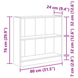 Bookshelf Sonoma Oak 80x24x75 cm Engineered Wood 800894