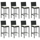 9 Piece Garden Bar Set with Cushions Black Poly Rattan 3203929