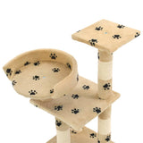Cat Tree with Sisal Scratching Posts 65 cm Paw Prints Beige 170610