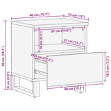 Bed cabinet with Drawer Brown 40 x 33 x 46 cm Solid Mango Wood 4018302