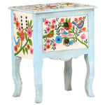 ZNTS Hand Painted Bedside Cabinet 40x30x50 cm Solid Mango Wood 323541