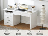 Computer Desk, Home Office Desk with Lockable Drawer, Storage Shelf for Study Bedroom, 110 x 50 x 76 T3398P378012