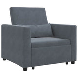 Pull out Sofa Bed Single Dark grey 90 x 165 x 87 cm Velvet 42002698