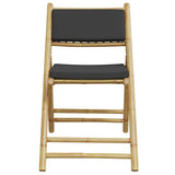 3 Piece Folding Bistro set with Dark Grey Cushions Bamboo 3208934