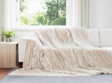 Throw Blanket Beige 240 x 220 cm Fleece 42016823