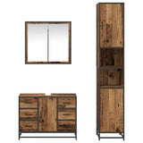 Bathroom Furniture Set with Door 3 pcs Old Wood Engineered Wood 3402560