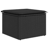 6 Piece Garden Sofa Set with Cushions Black Poly Rattan Acacia 3327695