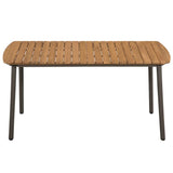 Dining Set Grey, Natural Solid Acacia Wood, PE Rattan, Steel Large 3072493