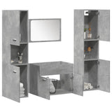 4 Piece Bathroom Furniture Set Concrete Grey Engineered Wood 3324874