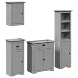 4 Piece Bathroom Furniture Set BODO Grey Solid Wood Pine 3307652