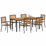 Garden Dining Set 7 pcs Black and Wood Poly Rattan 3365502