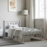 Metal Bed Frame without Mattress with Footboard White 90x200cm 374301