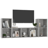 3 Piece TV Cabinet Set Concrete Grey Engineered Wood 3080019