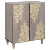 Sideboard Grey and Gold 60 x 33 x 75 cm Solid Mango Wood 4018774