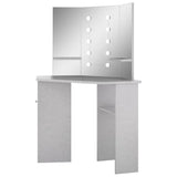 Corner Dressing Table with LED Concrete Grey 111x54x141.5 cm 326535