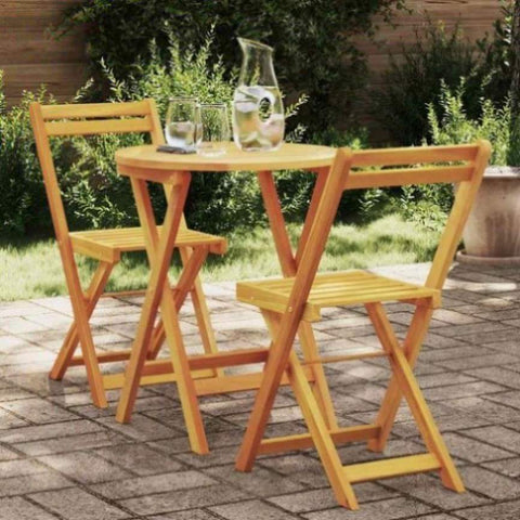 Garden Bistro Set with Cushion 3 pcs Brown Solid acacia wood 4105500