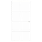 Interior Door White 93x201.5 cm Tempered Glass&Aluminium Slim 153672