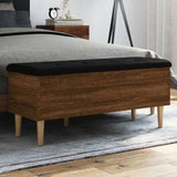 Storage Bench Brown Oak 102x42x46 cm Engineered Wood 835088