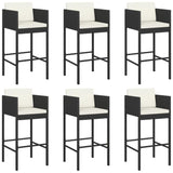 7 Piece Garden Bar Set with Cushions Black Poly Rattan 3203934