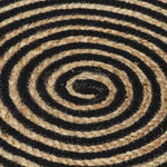ZNTS Handmade Rug Jute with Spiral Design Black 120 cm 133720