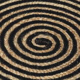 ZNTS Handmade Rug Jute with Spiral Design Black 120 cm 133720