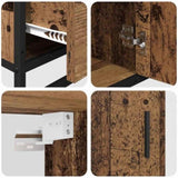 Bathroom Furniture Set with Door 3 pcs Old Wood Engineered Wood 3402533