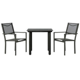 3 Piece Garden Dining Set Black Steel and Textilene 3200726