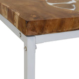 Coffee Table Teak Resin 110x60x40 cm White and Brown 244553