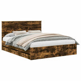 Bed Frame Smoked Oak 120 x 200 cm Solid Pine Wood 3411032