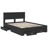 Bed Frame with Headboard Black 140 x 190 cm Engineered Wood 3410896