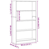 4-Tier Bookcase Black Oak 80x24x143 cm Engineered Wood 862002
