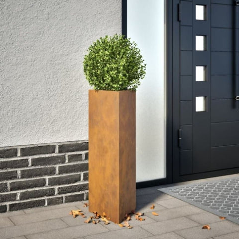 ZNTS Garden Planter Triangular 30x26x75 cm Weathering Steel 851155