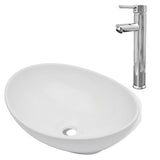 ZNTS Bathroom Basin with Mixer Tap Ceramic Oval White 275497