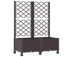 Garden Planter with Trellis&Wheels Brown 80 x 40 x 146 cm PP 3422969