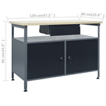 Workbench with Three Wall Panels and One Cabinet 3053437