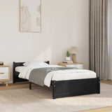 Bed Frame without Mattress Black Solid Wood 75x190 cm Small Single 815008