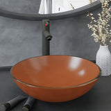 Bathroom Sink with Tap and Push Drain Brown Tempered Glass 3098457