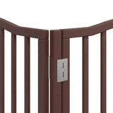 Dog Gate with Door Foldable 6 Panels Brown 480 cm Poplar Wood 3155633