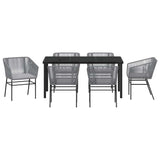 Garden Dining Set with Cushion 7 pcs Grey Powder-Coated Steel 3380936