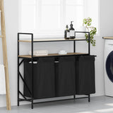 Laundry Basket 3 Compartments with Shelves Sonoma Oak 859081