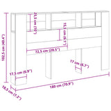 Headboard Cabinet Old Wood 180x18.5x102.5 cm Engineered Wood 856884