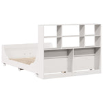 ZNTS Bookcase Bed without Mattress White 150x200 cm King Size Solid Wood 3323804